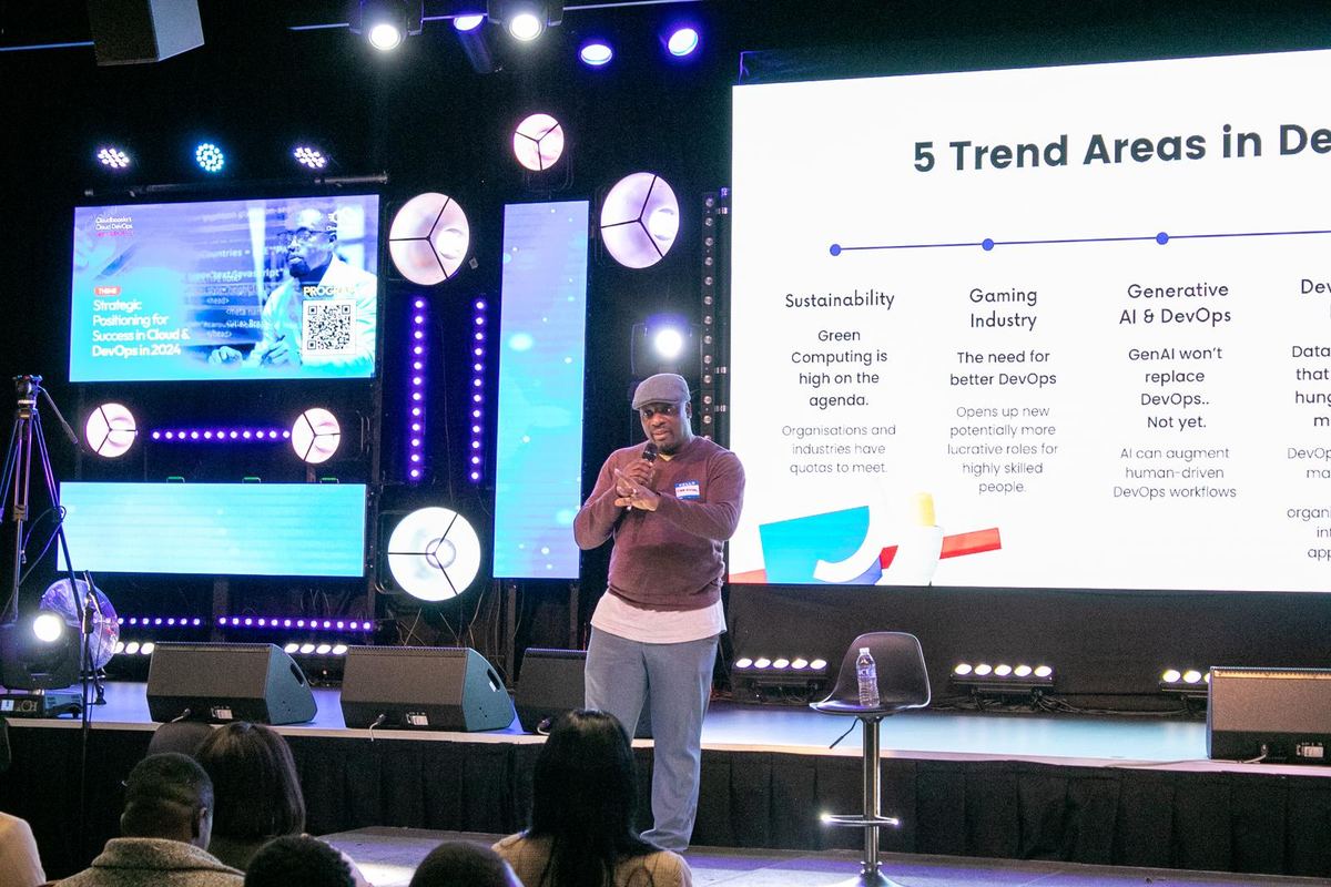 A keynote on DevOps trends at Cloud DevOps Connect, London, 2024